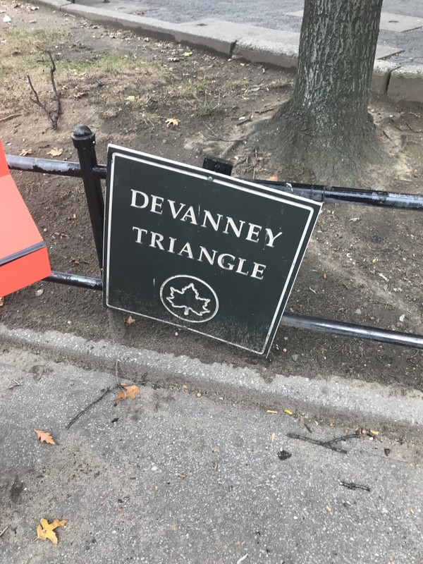 The Devanney Triangle sign at the opening of the park.