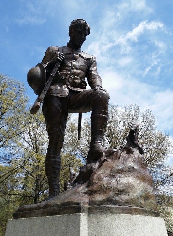 Up close look at Joseph Pollia's 1925 doughboy statue.