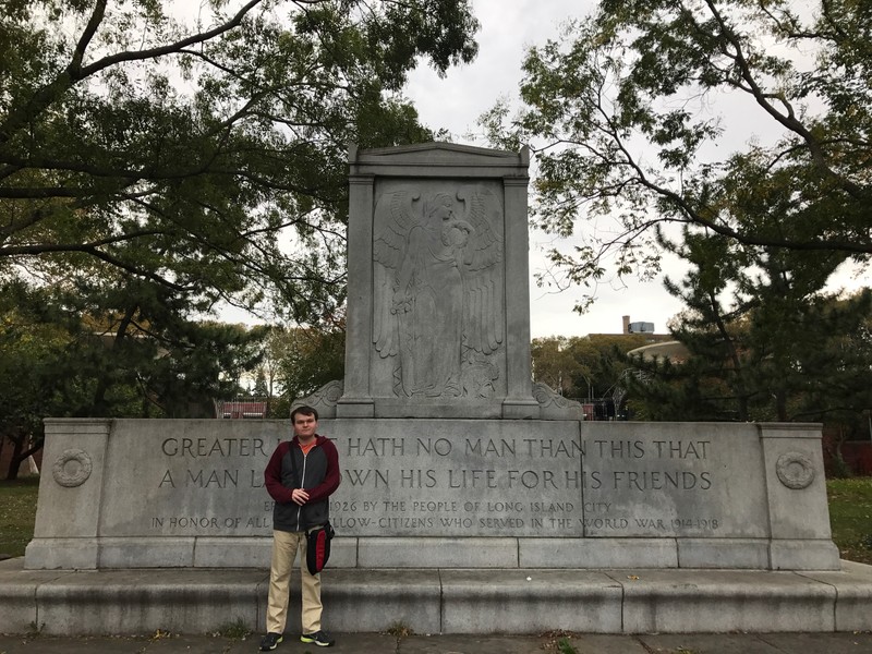 A view of the monument from Shore Boulevard Human for scale.