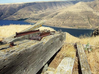 Remains of the Interior Tramway overlooking the Snake River. Only eight of the thirty-five towers remain.  