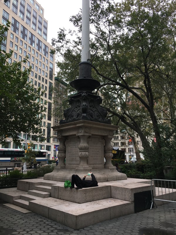 Photo of monument taken from inside the park