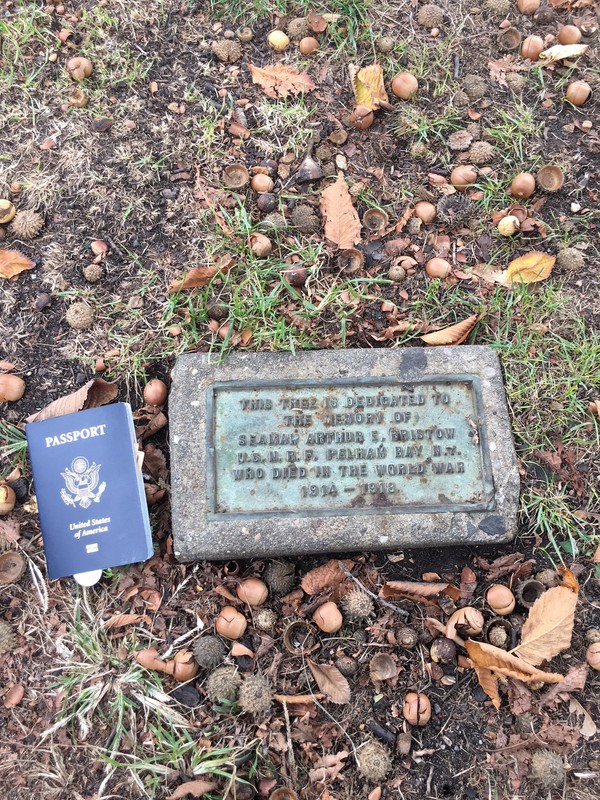 Plaque next to U.S. passport for size.