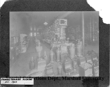 Interior of the hardware store, circa 1900 