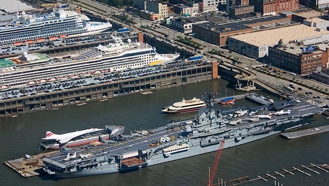 The USS Intrepid is a United States aircraft carrier that is currently a floating museum berthed in New York City.