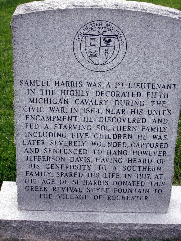 Informational monument near Samuel Harris Fountain, 2020