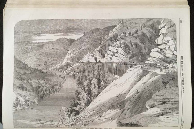 A print of the Tray Run Viaduct featured in the London Times. Courtesy of the Rowlesburg Tourism Commission. 