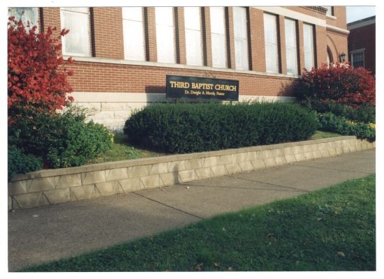 Sign at Third Baptist Church, October 1993