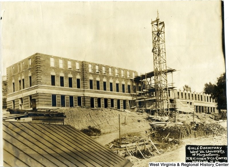 Woman's Hall (WVU's first residence hall) under construction in 1918. Photo courtesy of the West Virginia and Regional History Center.