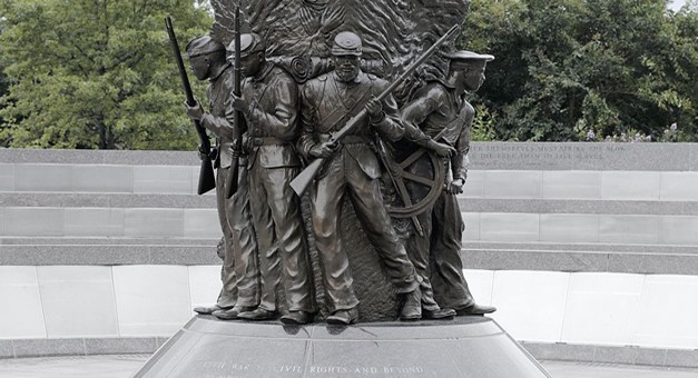 "Spirit of Freedom" bronze statue in the center of memorial, located across from the museum.