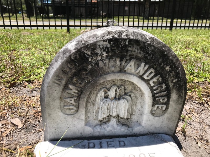 In Loving Memory of James W. Vanderipe. Born Oct. 31, 1870. Died Jan. 2, 1885.