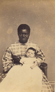 Photograph of "Aunt Susan" and unknown infant taken in Wheeling in April 1865