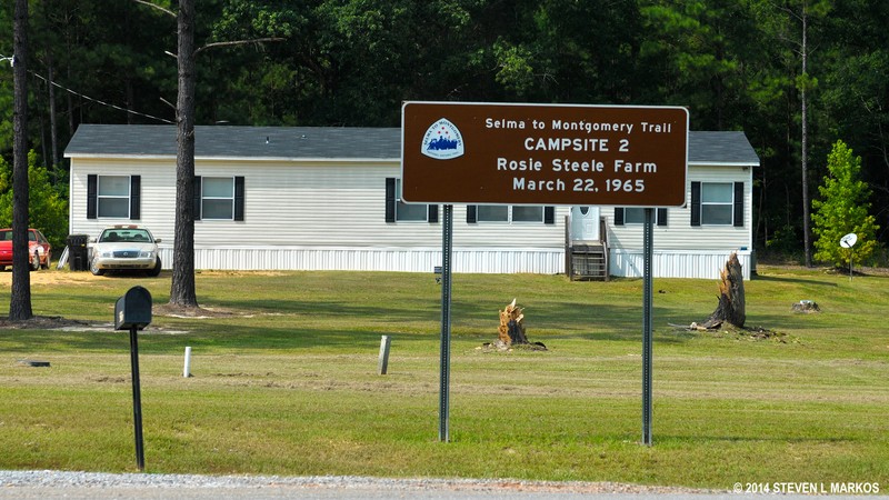 After travelling around 10 miles on March 22, 1965, the marchers chose the Rosie Steele farm along Highway 80 as there second campsite.