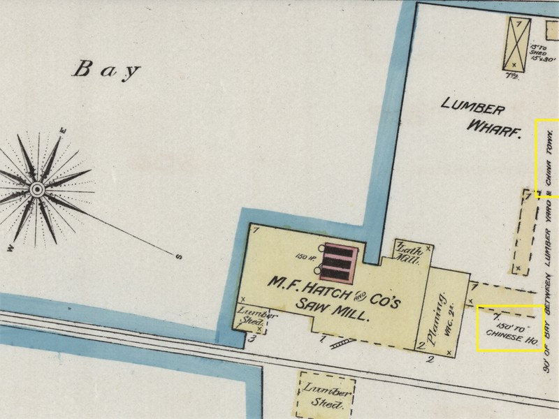 Chinatown & Hatch Mill on 1885 Sanborn Map