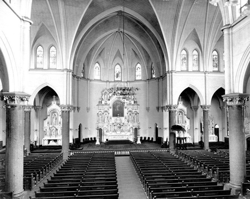 Interior view of Gesu Upper Church

Photograph Gesu Church, 1908, 4.5, series 10, 00695 file, Department of Special Collections and University Archives, Marquette University, Milwaukee, WI.