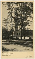 An old postcard featuring UNC's Bell Tower.