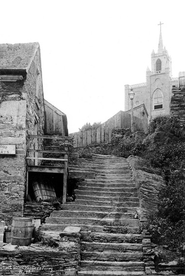 Sky, Stairs, Black-and-white, Wood