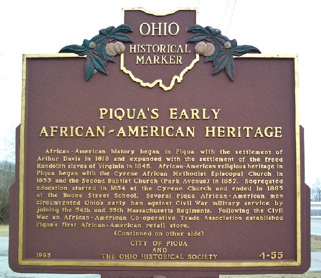 Piqua's Historical marker side A