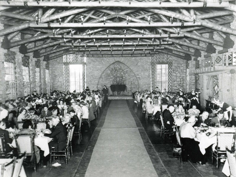 Historic photo of the Dining Lodge in use. 