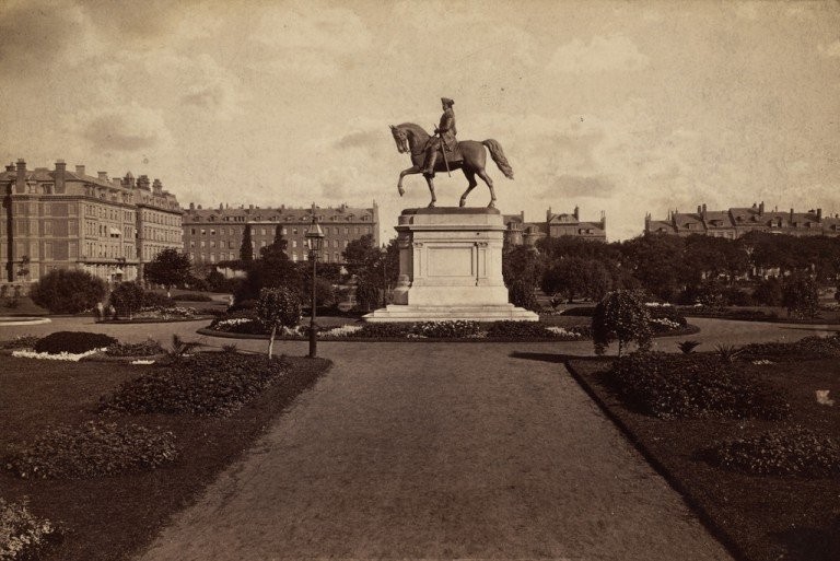 The statue, sometime in the 1800s. (Courtesy of the Boston Public Library.)