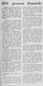 The article detailing the protest that helped allocated a space, supply items for, and produce funds for the Black Student Union in the 1970s.