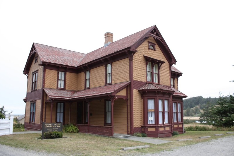 The Hughes House was built in 1898 by P. J. Lindberg. This house was built for Patrick and Jane Hughes and their children. This two-story home was an addition to their dairy farm and ranch. 