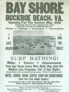 Newspaper article promotes the Bay Shore Beach and Resort, describing its entertainment opportunities