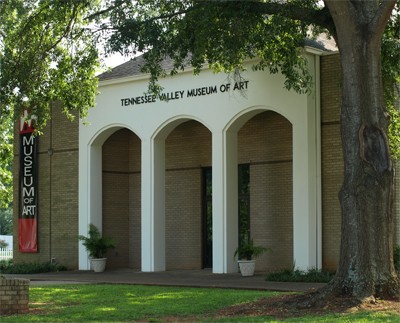 The Tennessee Valley Art Center was constructed in 1972 on Tuscumbia’s historic Commons.