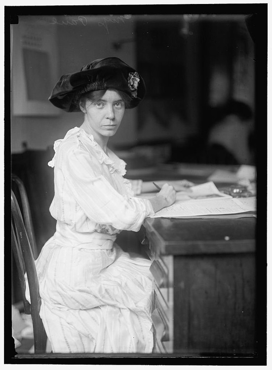 Alice Paul led the Silent Sentinels to their first protest at the White House on January 10, 1917. She was a committed advocate of nonviolent yet public protest and continued fighting for women's rights until her death in 1977. Library of Congress.