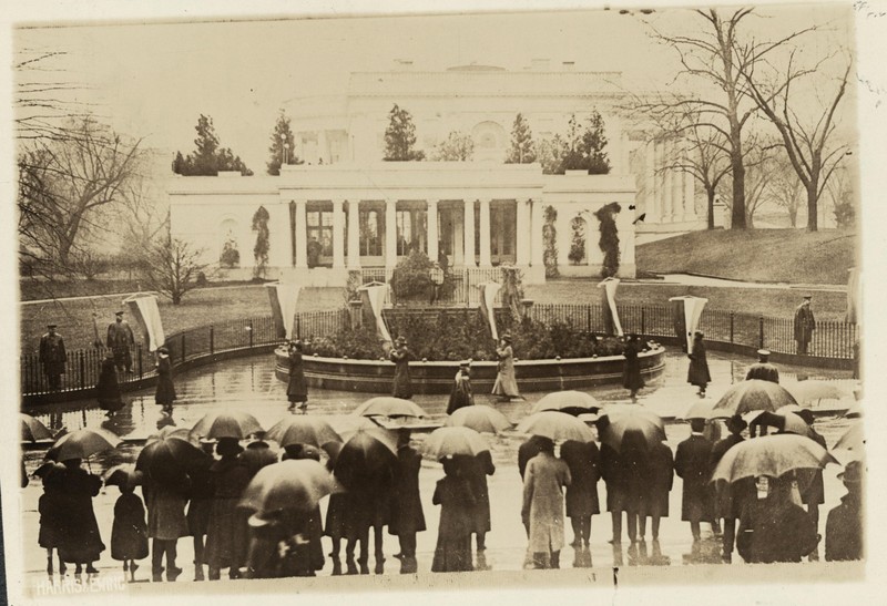 President Wilson had requested the National Woman's Party to "concert public opinion" on women's suffrage. Their public activism was an effort to garner public response. Library of Congress.