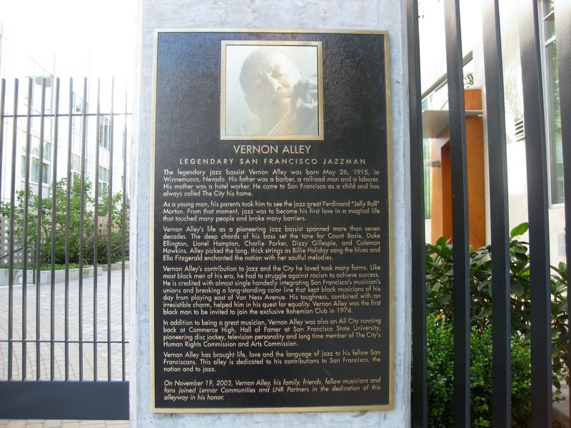 Vernon Alley Marker in an alley on Delancey St. San Francisco, California. 