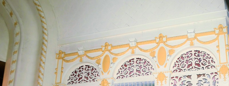 Decorative detail of the stage arch and (former) box seats