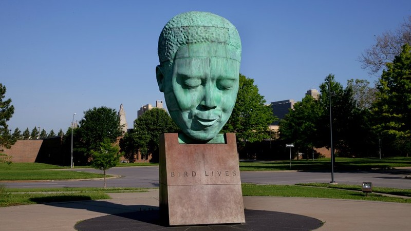 The Charlie Parker Memorial was created in 1999 and sits near the American Jazz Museum. Image obtained from Kansas City Parks & Recreation.