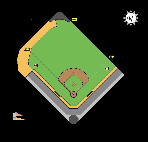 Image showcasing the awkward dimensions of the Baker Bowl
(Image: Clem's Baseball Blog)