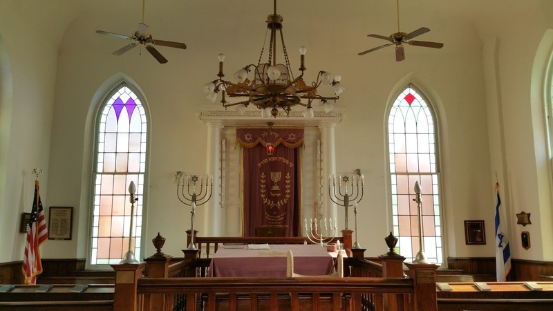 A floor view of the central Bimah and Holy Arch.