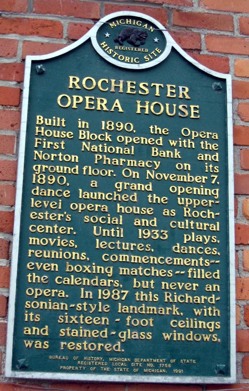 Rochester Opera House, Michigan Historical Marker, 2020
