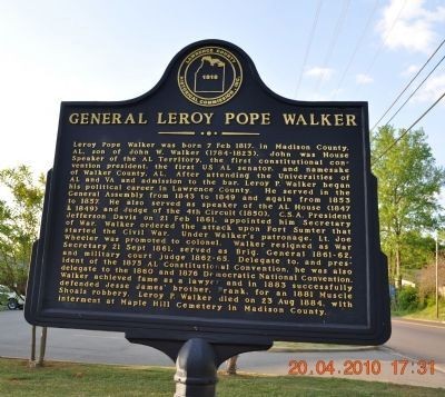 Walker was a supporter of secession and served as Secretary of War for the Confederacy. He later served as an attorney for the notorious outlaw Frank James.