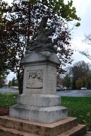 The Catawba Indian Memorial, depicting a Catawba brave and the names of many of Catawba Indians who contributed to the Confederacy. The brave once wielded a bow and arrow, but was damaged in a storm and never repaired.