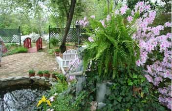 The Amzi Love Home azaleas and wisteria