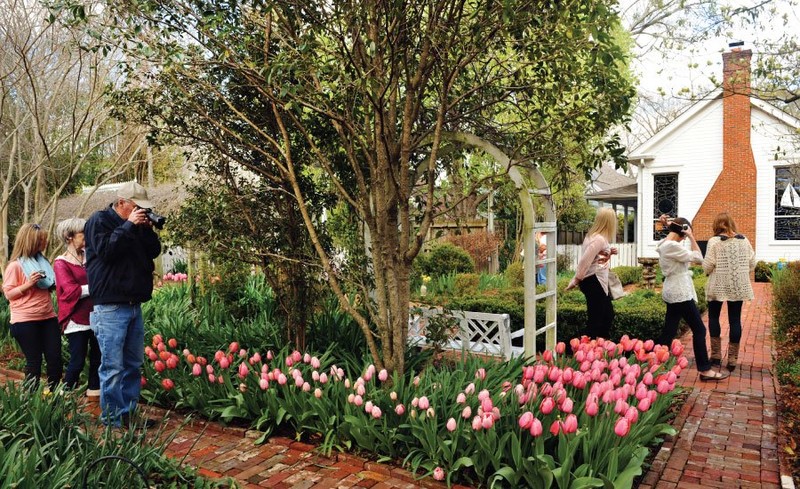 Visitors touring the gardens