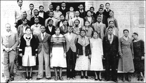 Charles P. Adams (left) with the incoming freshman class of 1930 courtesy of Grambling State University newspaper, The Gramblinite