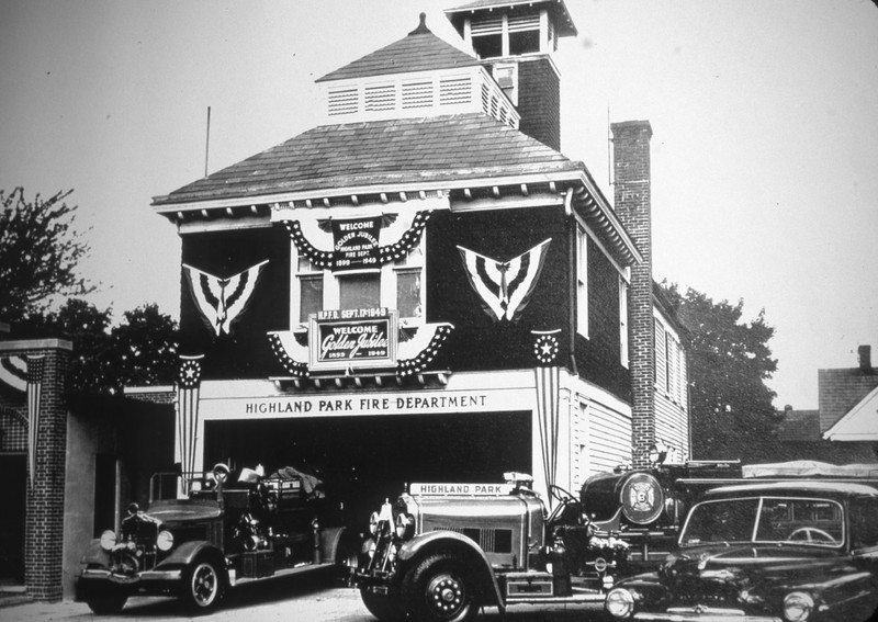The firehouse in 1949 celebrating the department's 50th anniversary.