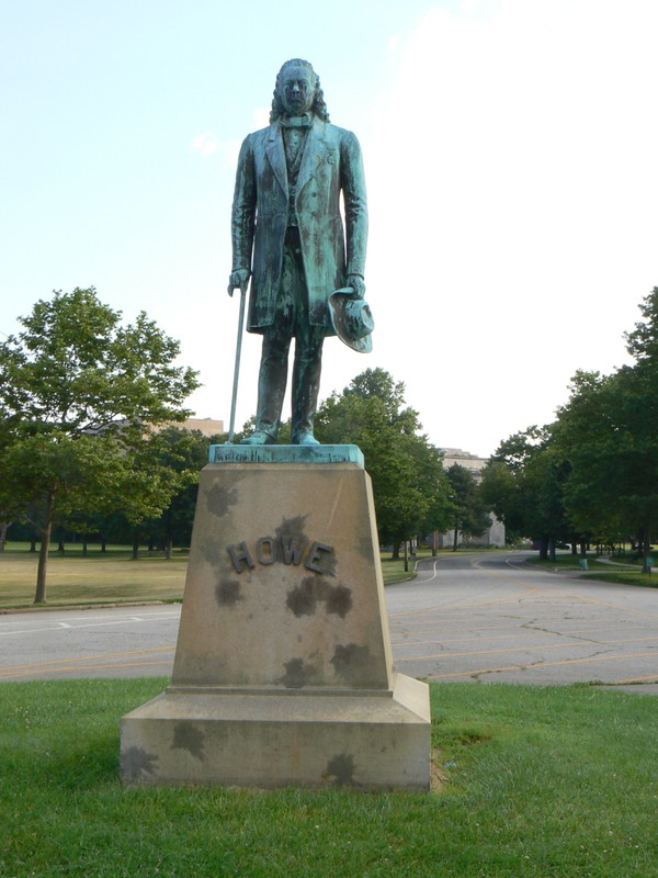 Statue dedicated to Elias Howe Jr. , 
sculpted by Salathiel Ellis (1873)
Part of the 17th Connecticut Volunteer Infantry in the Union Army Company D during the American Civil War.  
Located on Howe Drive. Seaside Park Bridgeport, Ct. 
