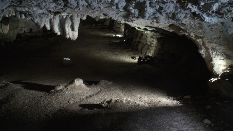 Inside a cave