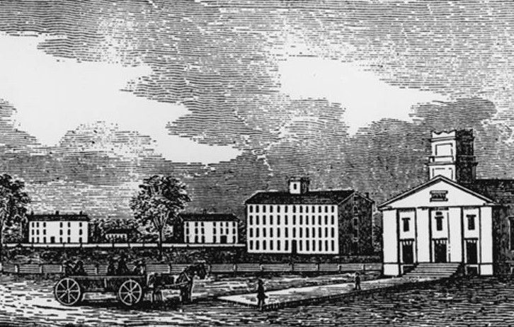 Wood engraving of Oberlin College, 1846