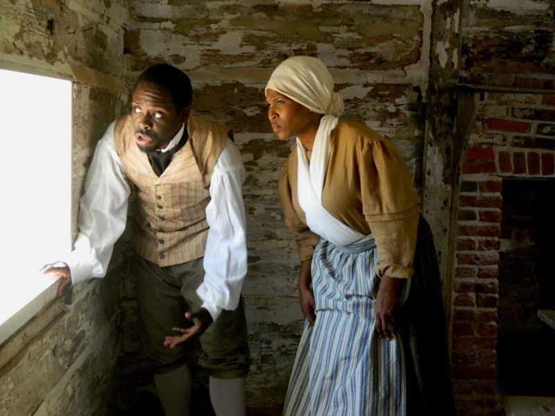 Jay Hunter and Shemika Berry perform in "The Choice," a living history drama set during the War of 1812 at Sotterley.