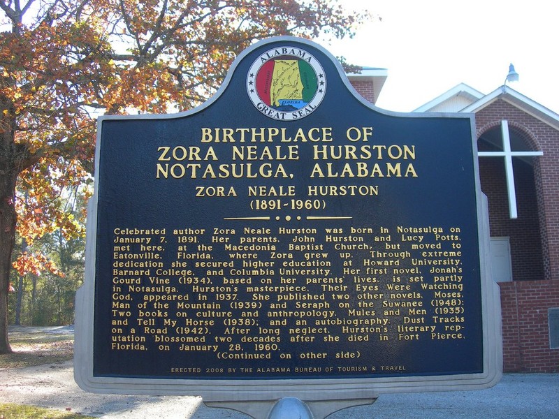 Zora Neale Hurston's landmark that identifies her birthplace is located outside of Macedonia Baptist Church, where her parents are said to have met. 