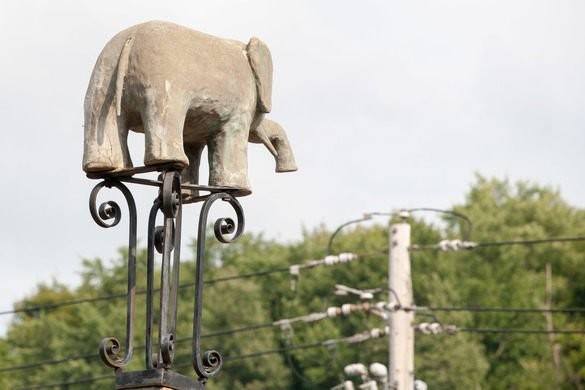 Close-up of the elephant replica