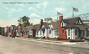 Here is the front of Charlie Chaplin Studios. Chaplain desired "picturesque English cottages," and that is exactly what he got. 
Source: http://www.cobbles.com/simpp_archive/charlie-chaplin-studio.htm