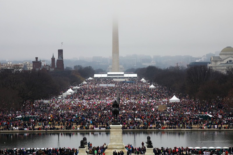 Protesters lined up the National Mall.