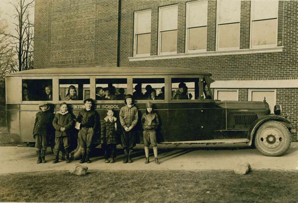 Yorktown School with School Bus